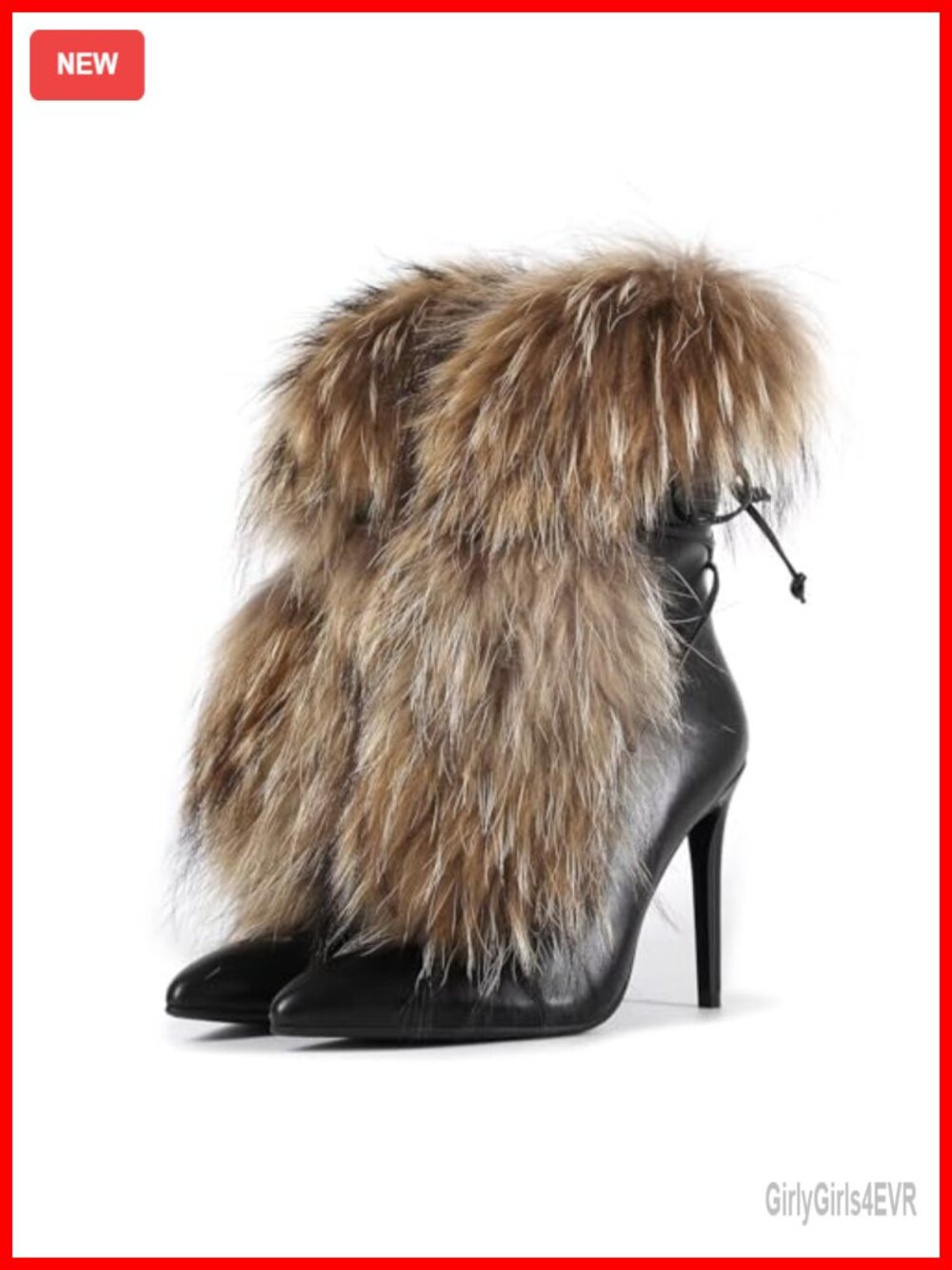 Handmade Stiletto Ankle Booties Furry Plush High Heel Party Prom Shoes